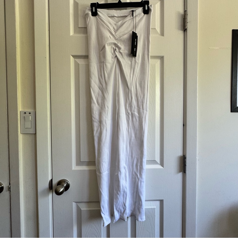 Fashion Nova White Maxi Pencil Skirt with Tie Front size 1X